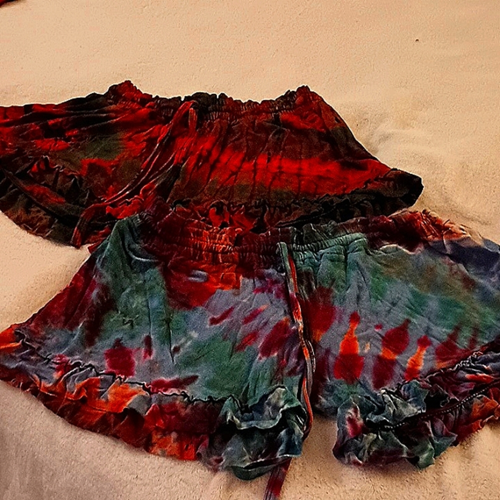 Tie Dyed Ruffle Shorts